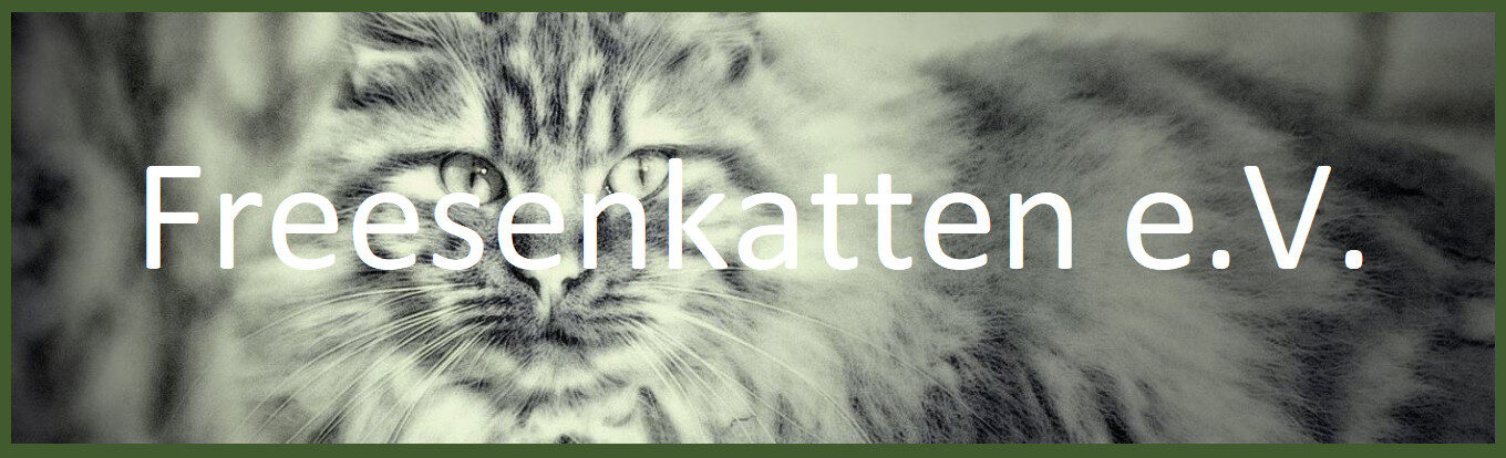 Logo von Freesenkatten e.V. - Getönte Schwarzweiß-Nahaufnahme eine Katze
